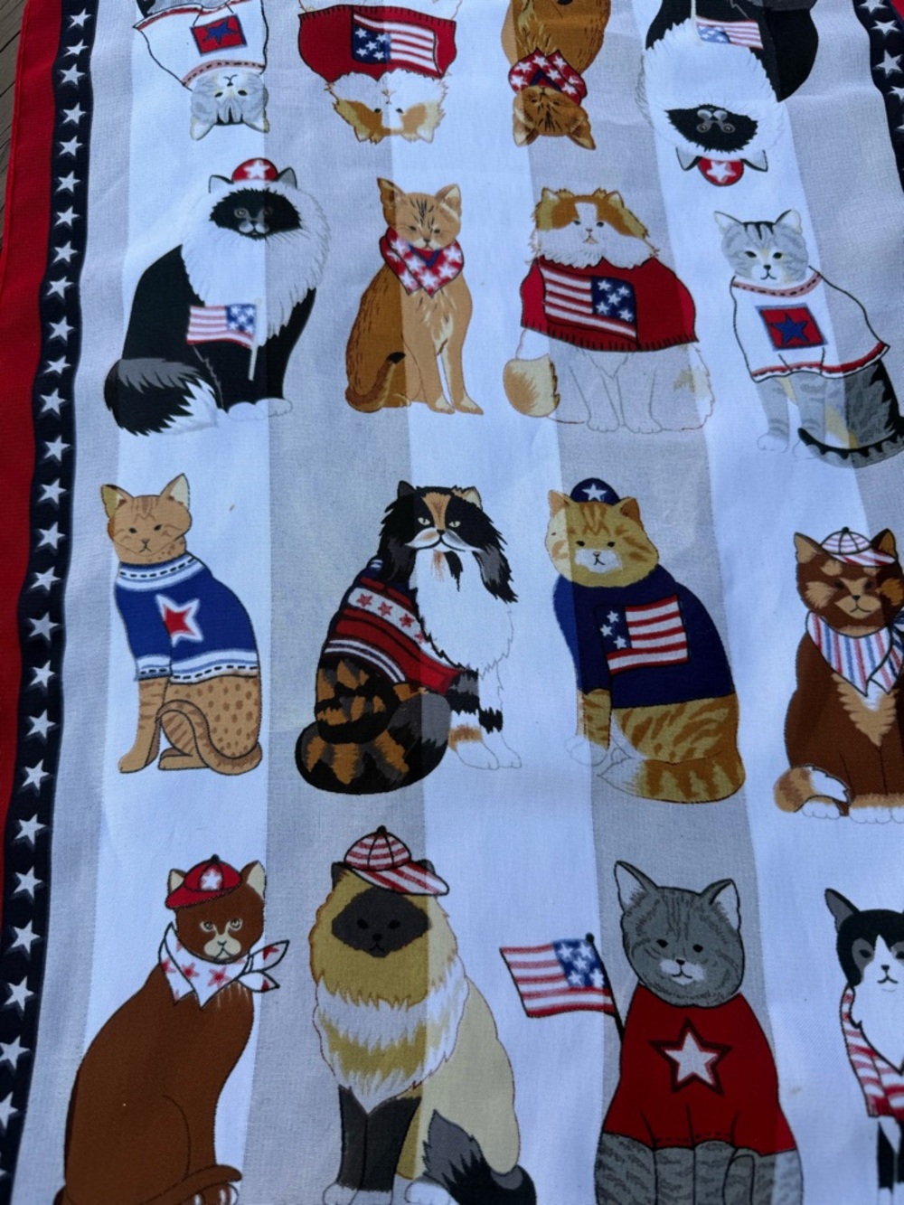 Bicentennial Cat scarf July 4 Cats Red White Blue Patriotic - Picture 4 of 5